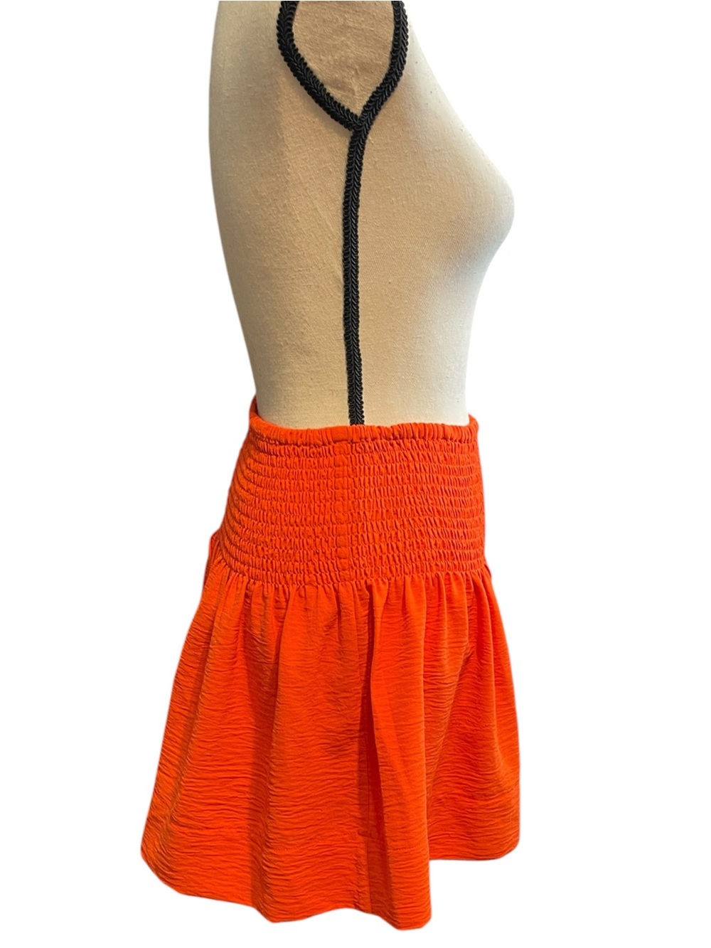 Ivy Jane Red Orange Textured Pleated Flared Skort High Waist Ribbed Waistband‎ S - Picture 3 of 10